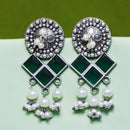 Akruti Collection Oxidised Plated Crystal Stone Dangler Earrings