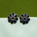 Akruti Collection Oxidised Plated Crystal Stone Studs Earrings
