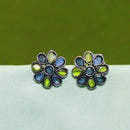 Akruti Collection Oxidised Plated Crystal Stone Studs Earrings