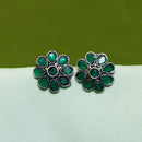 Akruti Collection Oxidised Plated Crystal Stone Studs Earrings