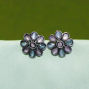 Akruti Collection Oxidised Plated Crystal Stone Studs Earrings