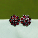 Akruti Collection Oxidised Plated Crystal Stone Studs Earrings