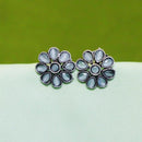 Akruti Collection Oxidised Plated Crystal Stone Studs Earrings