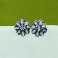 Akruti Collection Oxidised Plated Crystal Stone Studs Earrings