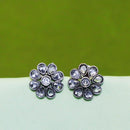 Akruti Collection Oxidised Plated Crystal Stone Studs Earrings