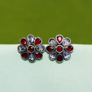 Akruti Collection Oxidised Plated Crystal Stone Studs Earrings
