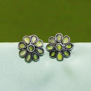 Akruti Collection Oxidised Plated Crystal Stone Studs Earrings