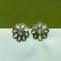 Akruti Collection Oxidised Plated Crystal Stone Studs Earrings