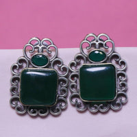 Akruti Collection Oxidised Plated Pota Stone Dangler Earrings