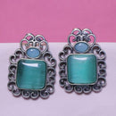 Akruti Collection Oxidised Plated Pota Stone Dangler Earrings