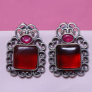 Akruti Collection Oxidised Plated Pota Stone Dangler Earrings