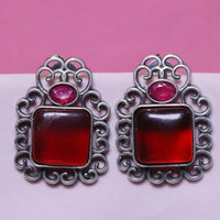 Akruti Collection Oxidised Plated Pota Stone Dangler Earrings