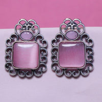 Akruti Collection Oxidised Plated Pota Stone Dangler Earrings