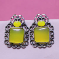 Akruti Collection Oxidised Plated Pota Stone Dangler Earrings