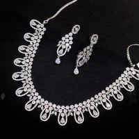 Akruti Collection Silver Plated AD Stone Necklace Set