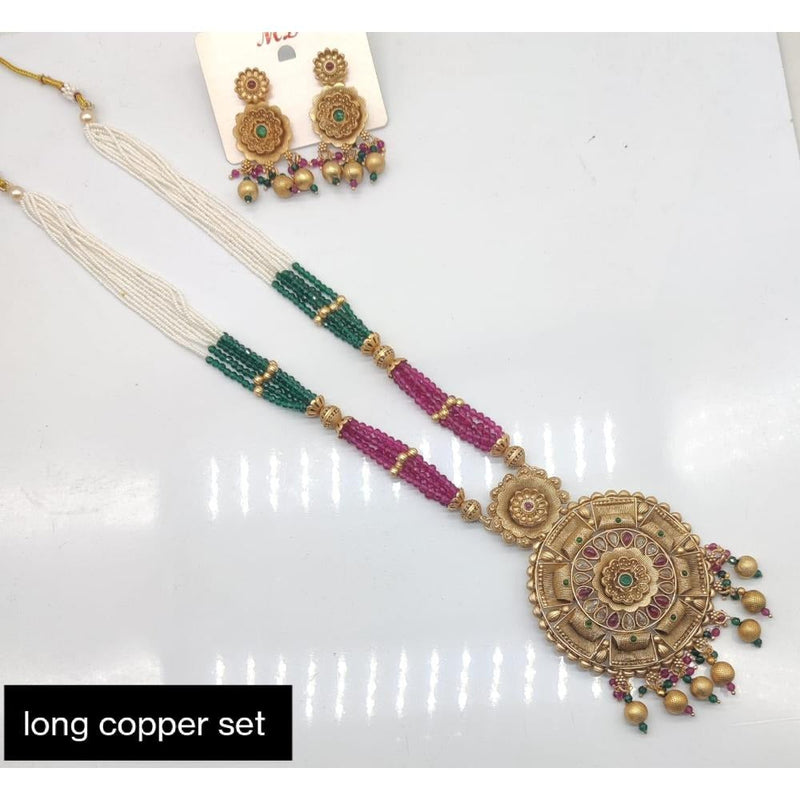 Akruti Collection Copper Plated Long Necklace Set