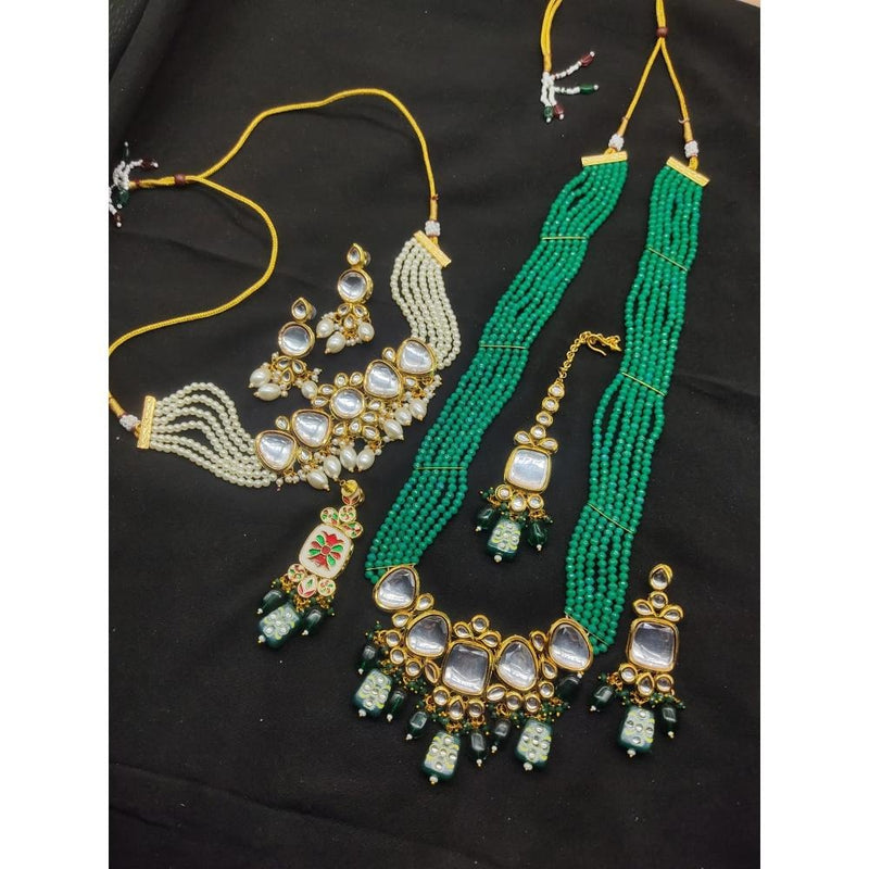 Akruti Collection Gold Plated Kundan Stone Necklace Combo