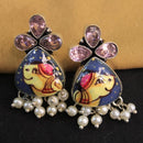 Akruti Collection Silver Hand Painted Multi Color Dangler Earrings