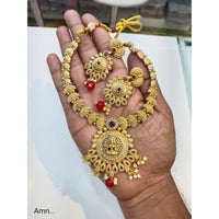 Akruti Collection Gold Plated Temple Necklace Set