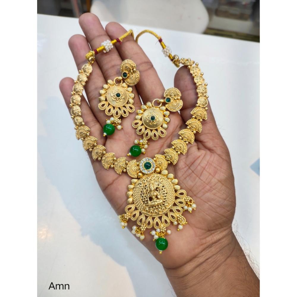 Akruti Collection Gold Plated Temple Necklace Set