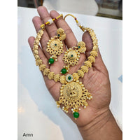 Akruti Collection Gold Plated Temple Necklace Set