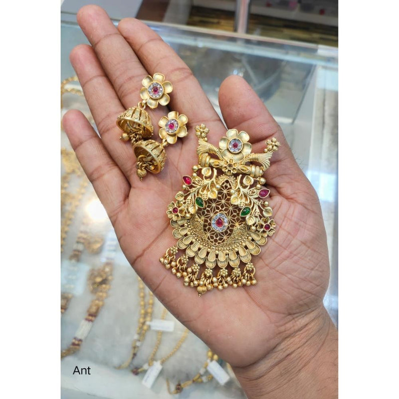 Akruti Collection Gold Plated Pendant Set