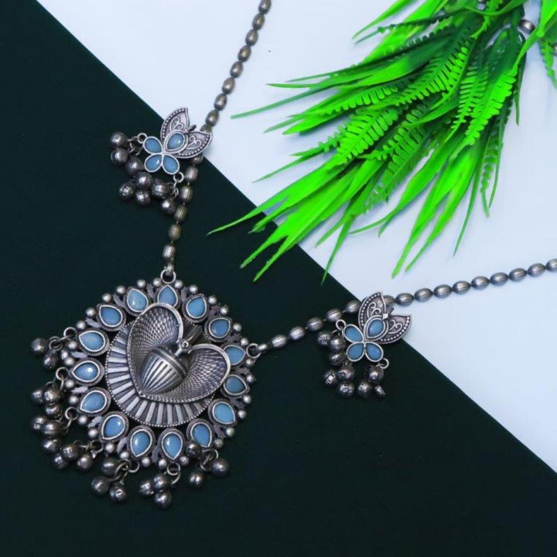 Akruti Collection Oxidised Plated Long Necklace Set