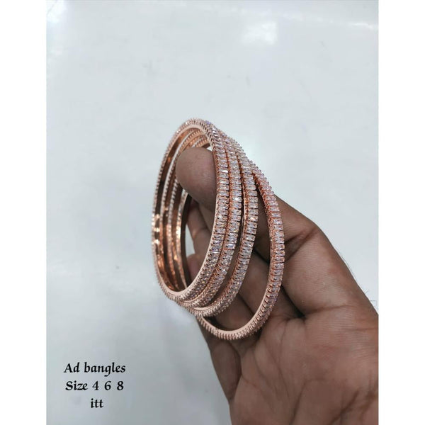 Akruti Collection Rose Gold Plated AD Bangles Set