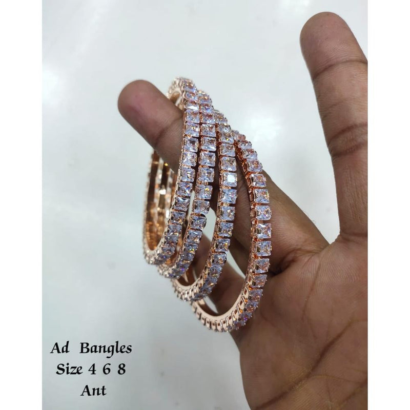 Akruti Collection Rose Gold Plated AD Bangles Set