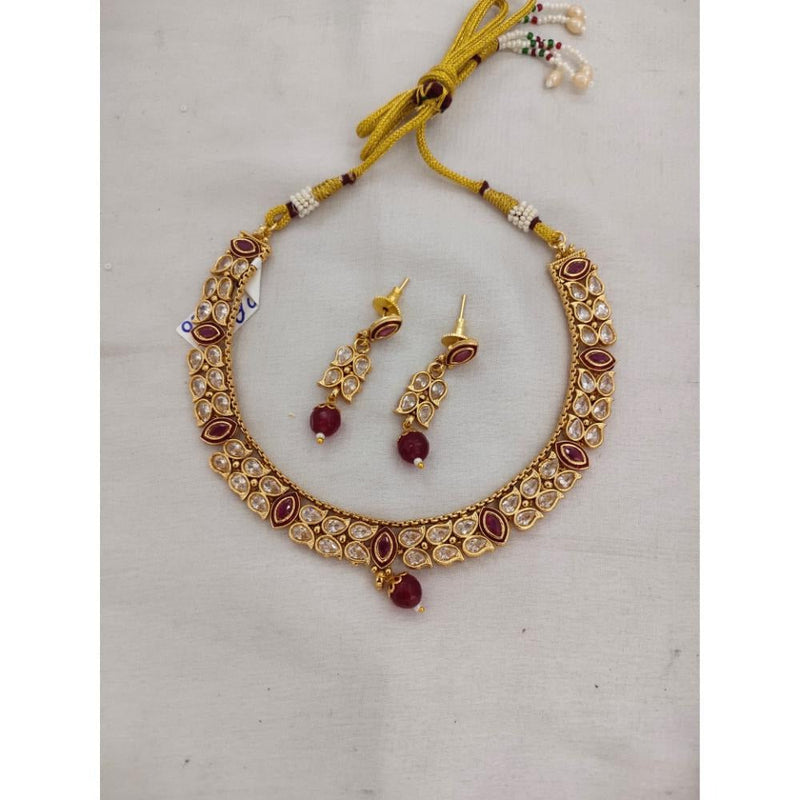 Akruti Collection Gold Plated Crystal Stone Necklace Set