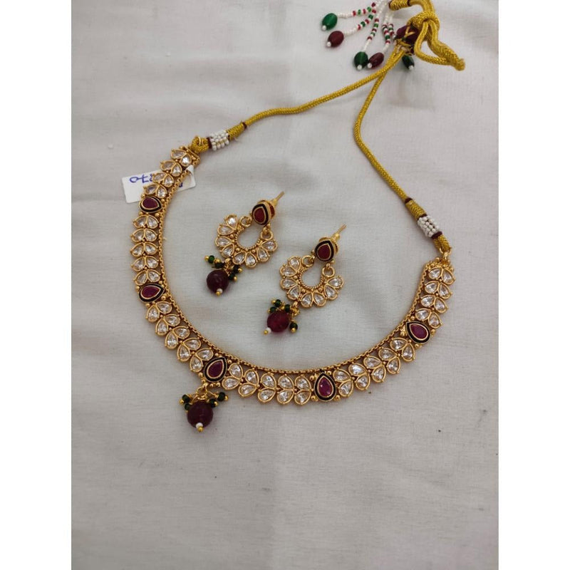 Akruti Collection Gold Plated Crystal Stone Necklace Set