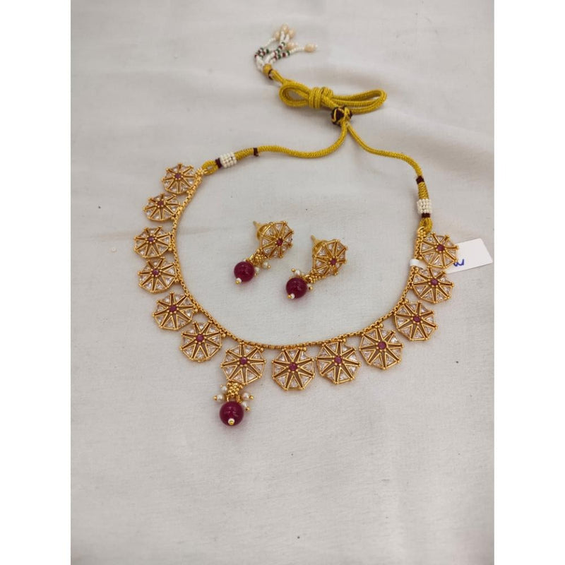 Akruti Collection Gold Plated Crystal Stone Necklace Set