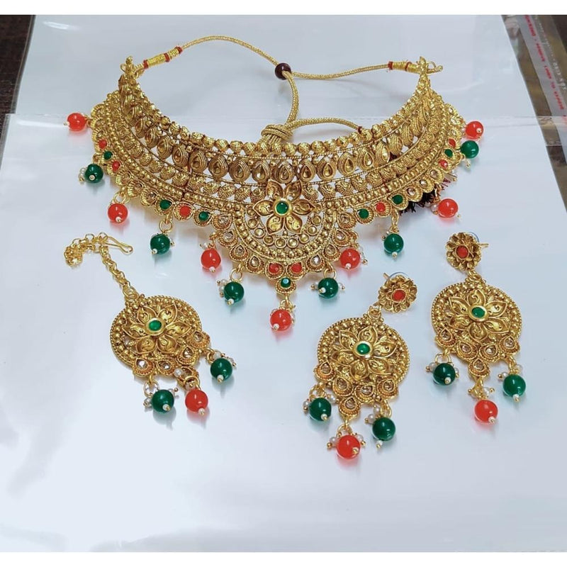 Akruti Collection Gold Plated Crystal Stone Necklace Set