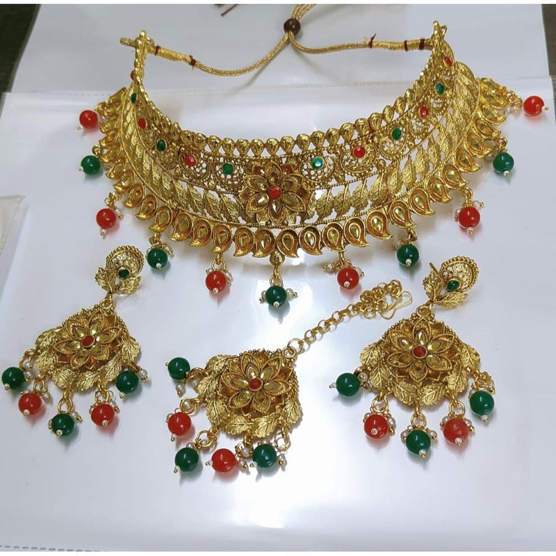 Akruti Collection Gold Plated Crystal Stone Necklace Set