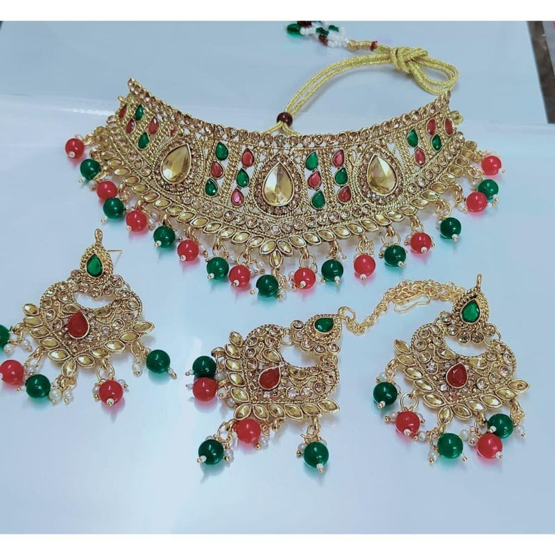 Akruti Collection Gold Plated Crystal Stone Necklace Set