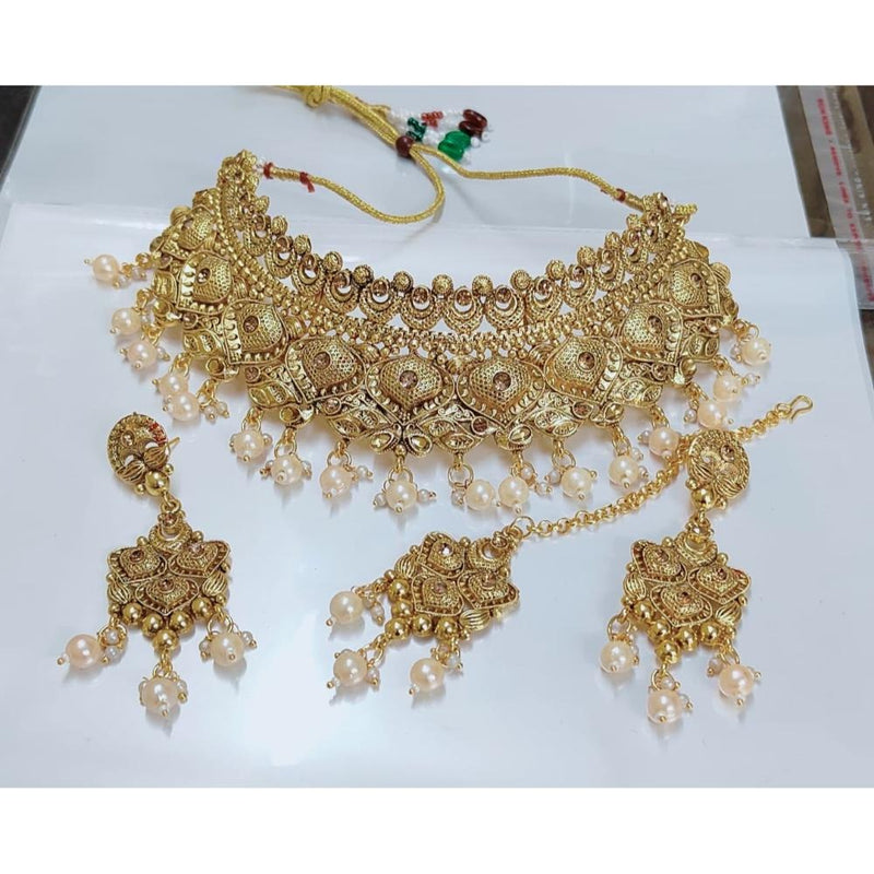 Akruti Collection Gold Plated Crystal Stone Necklace Set