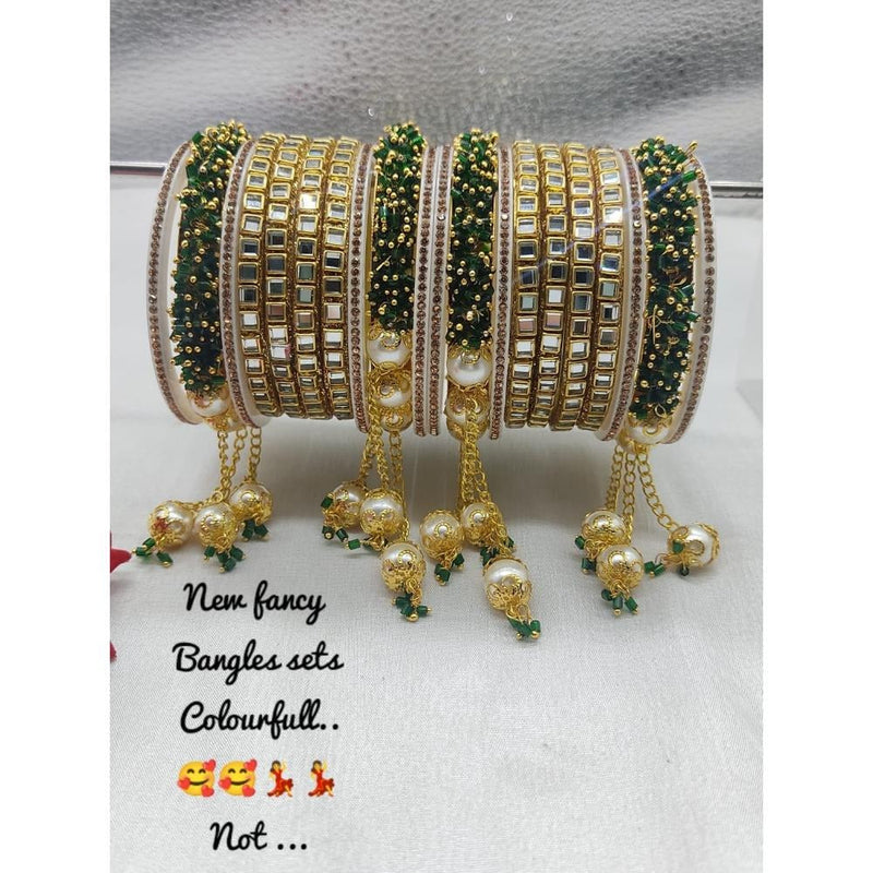 Akruti Collection Gold Plated Mirror Bangles Set