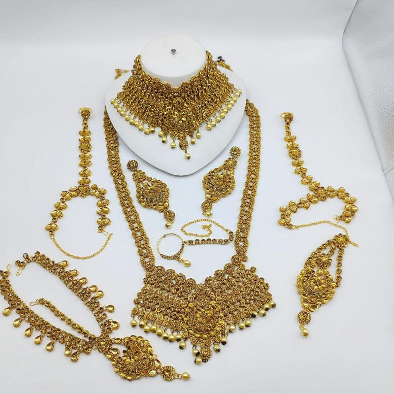 Akruti Collection Gold Plated Austrian Stone Bridal Set