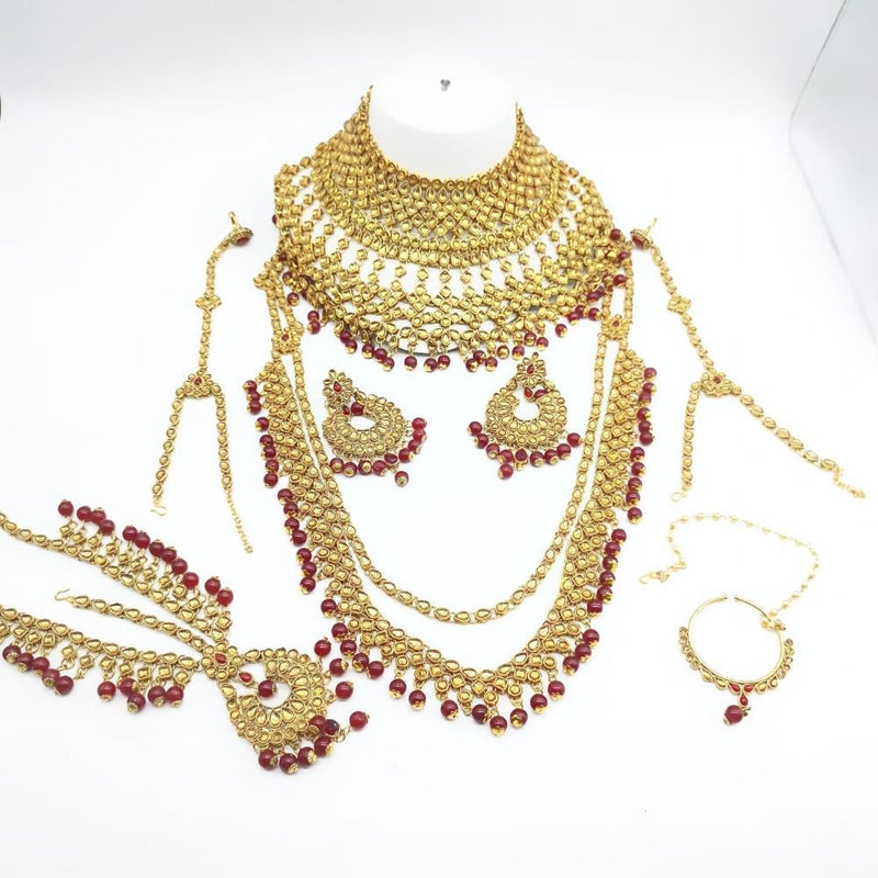 Akruti Collection Gold Plated Kundan Bridal Set