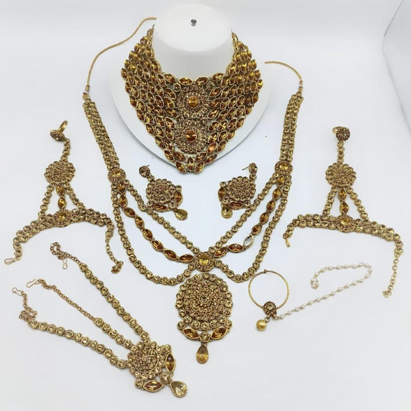 Akruti Collection Gold Plated Austrian Stone Bridal Set