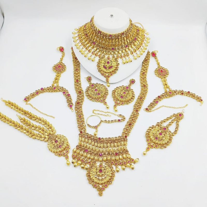 Akruti Collection Gold Plated Austrian Stone Bridal Set