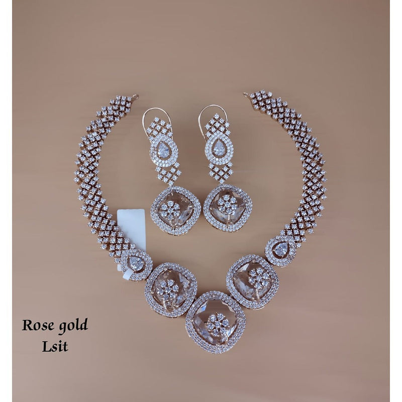 Akruti Collection Silver Plated AD Necklace Set