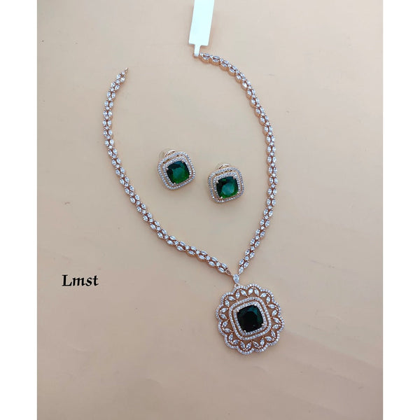Akruti Collection Rose Gold Plated AD Necklace Set