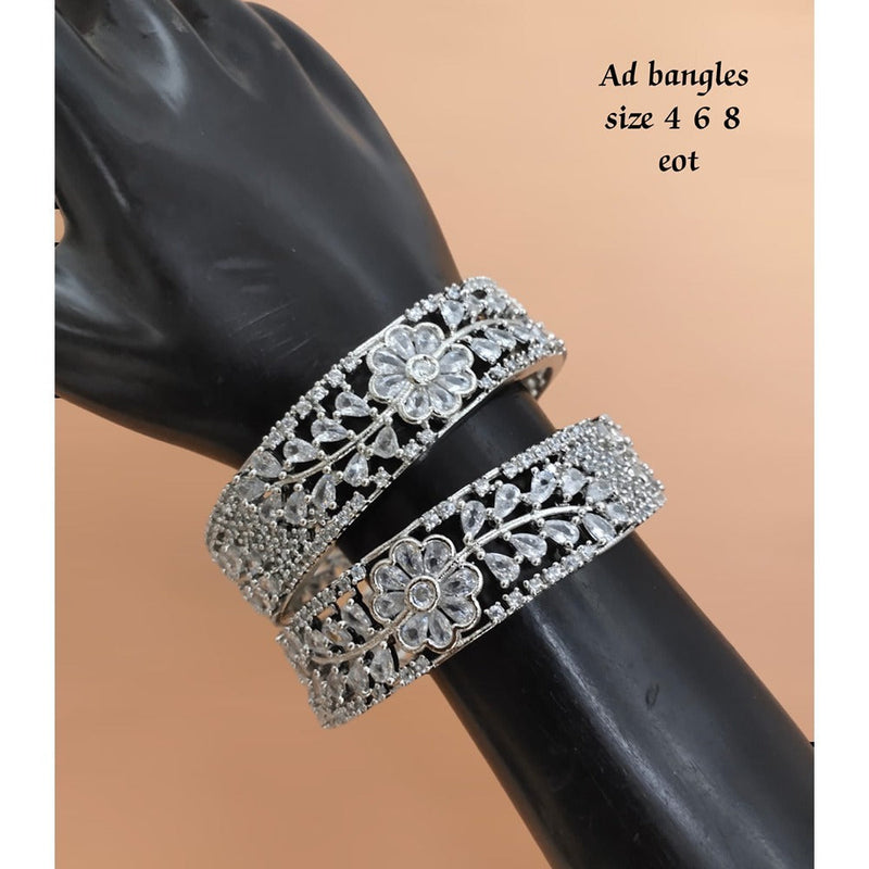 Akruti Collection Silver Plated AD Bangles Set