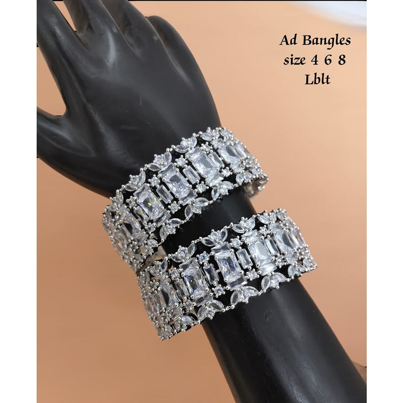 Akruti Collection Silver Plated AD Bangles Set