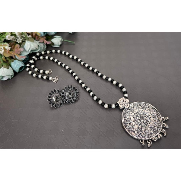 Akruti Collection Oxidised Plated Long Necklace Set