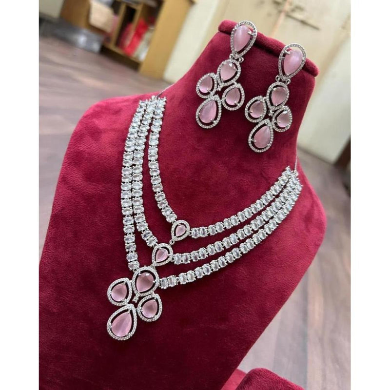 Akruti Collection Silver Plated AD Necklace Set