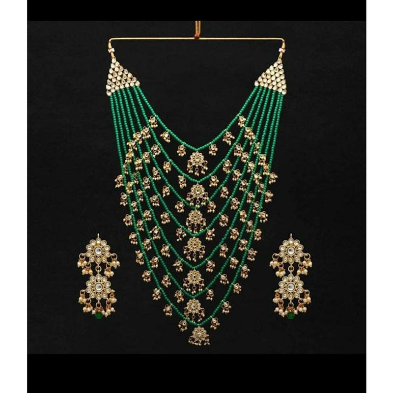 Akruti Collection Gold Plated Kundan And Pearl Long Necklace Set