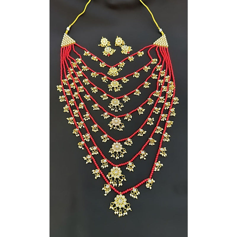 Akruti Collection Gold Plated Kundan And Pearl Long Necklace Set