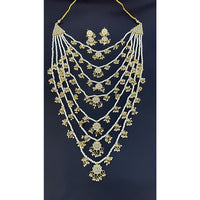 Akruti Collection Gold Plated Kundan And Pearl Long Necklace Set